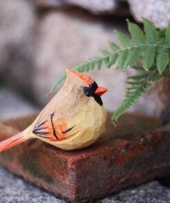 Cardinal Bird Figurines Painted Wooden