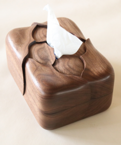 Flower shape Tissue Box Cover Wooden Hand Carved Home Decoration