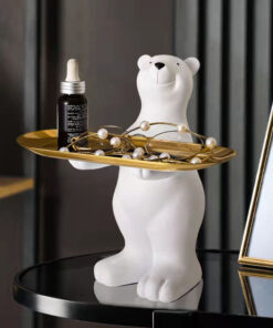 Standing Polar Bear Statue With Tray