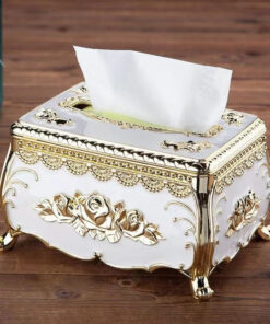 European-style Engraved Gold-rimmed Or Silver-rimmed Tissue Box Cover