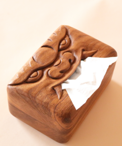 Hand Carved Tissue Box Cover Wooden Original Designer