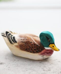 Mallard Figurines Hand Carved Painted Wooden