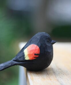 Red-winged blackbird Figurines Hand Carved Painted Wooden