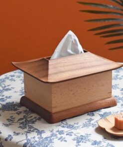 Retro House Decoration Tissue Box Cover Wooden Handmade