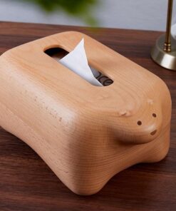 Tissue Box Cover Holder Wooden Handmade Polar Bear Decoration