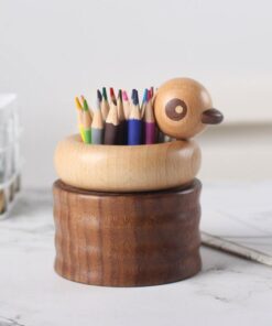 Duck Pen Holder Wooden Handmade Desk Decor
