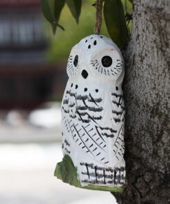 Owls Figurines Hand Carved Painted Wooden