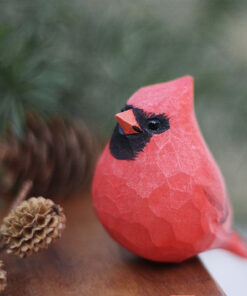 Northern Cardinal Bird Figurines Hand Carved Painted Wooden