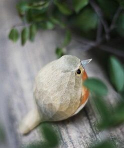 Robin Bird Figurines Hand Carved Painted Wooden