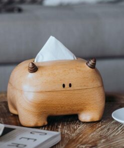 Tissue Box Cover Big Horned Monster Handmade Wooden Tissue Holder