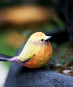 White-browed Tit-warbler Figurines Hand Carved Painted Wooden