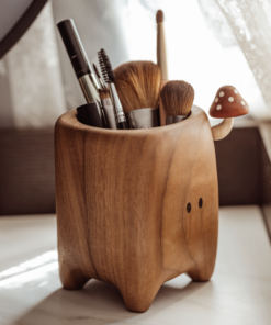 Mushroom Pen Holder Wooden Handmade Pen organizer for Desk